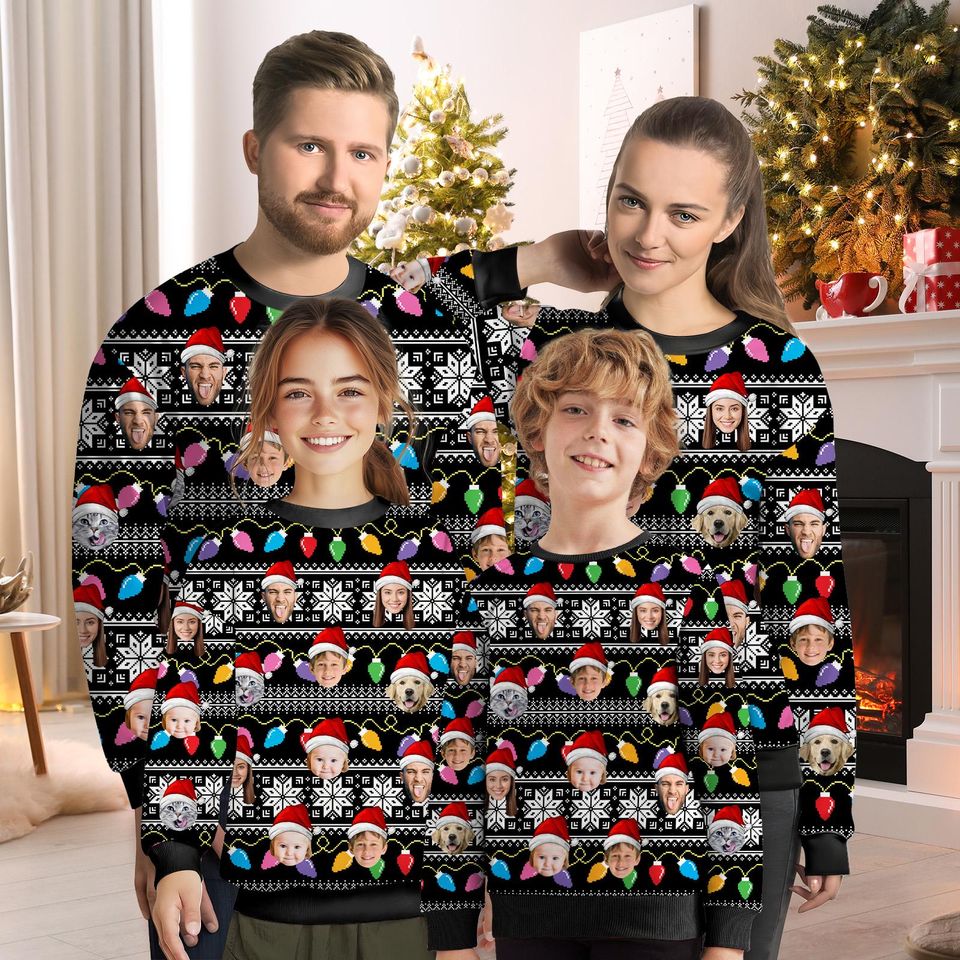 Custom Ugly Christmas Sweater, Face Sweatshirt for Christmas