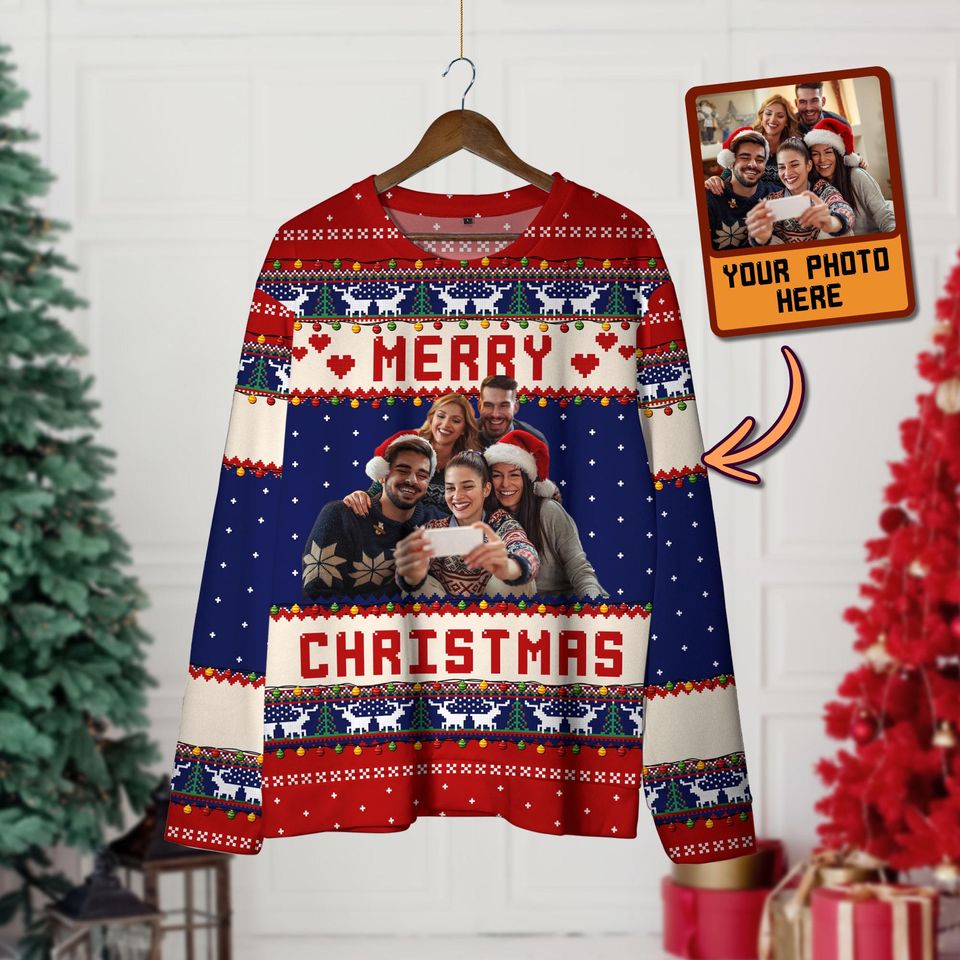 Custom Ugly Christmas Sweater, Family Crewneck Sweatshirt, Christmas Gift, Personalized