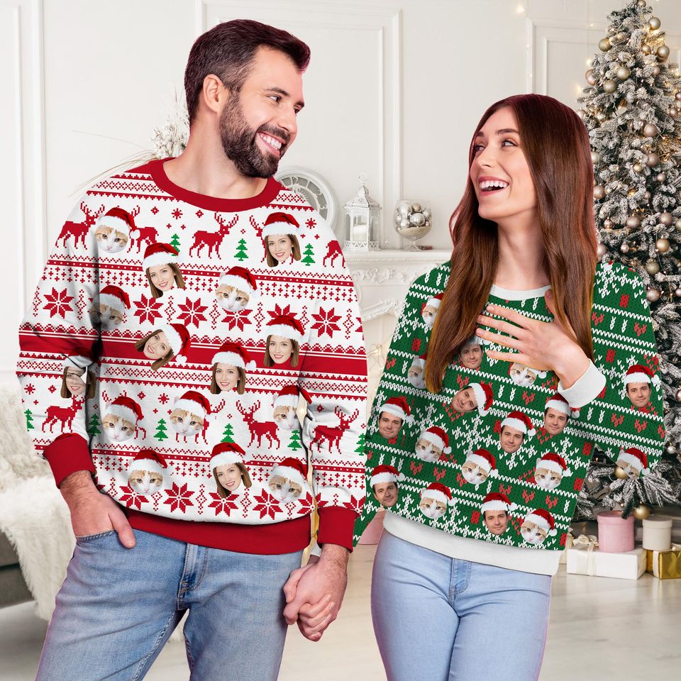 Custom Ugly Christmas Sweater, Personalized Photo Ugly Sweatshirt Hoodie, Custom