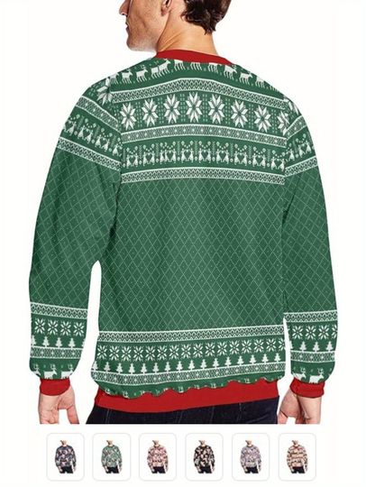 Custom Ugly Christmas Sweater with Face Print & Personalized Photo/Text - Image 6