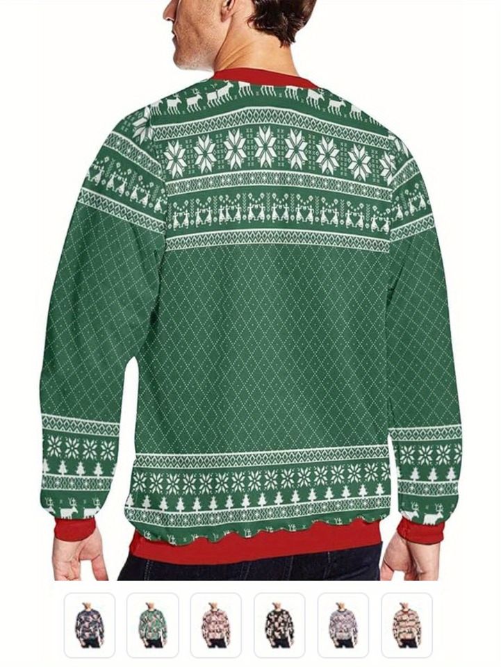 Custom Ugly Christmas Sweater with Face Print & Personalized Photo/Text - Image 2