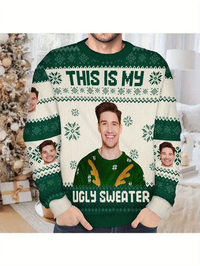 Custom Ugly Christmas Sweater with Family Photo, Holiday Group Matching Festive Sweatshirt - Image 2