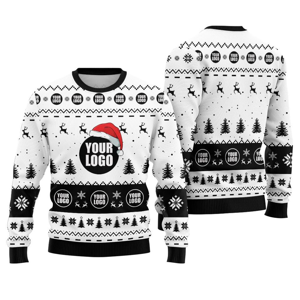 Custom Ugly Christmas Sweater With Logo Black, Holiday Sweaters