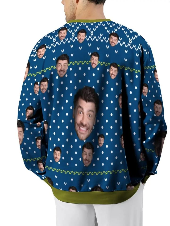 Custom Ugly Christmas Sweater with Personalized Face Print - Funny Holiday Party Outfit - Image 2