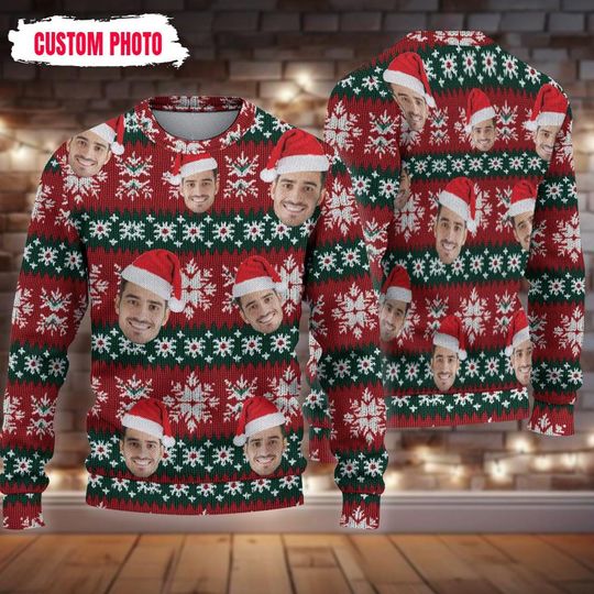 Custom Ugly Christmas Sweatershirt, Personalized Ugly Christmas Face Sweatershirt, Christmas gifts - Image 6