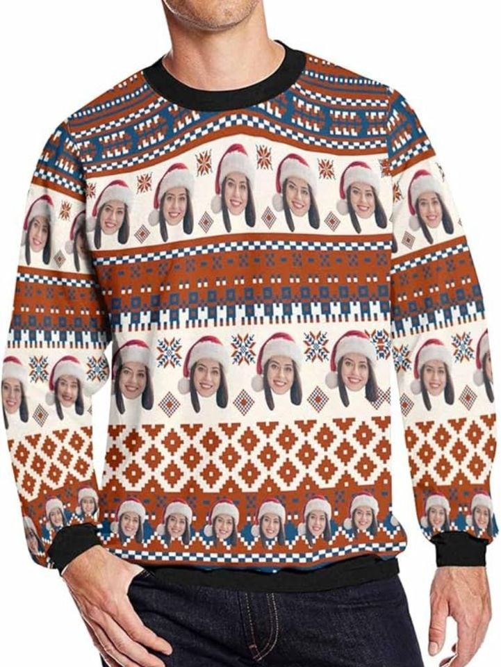 Custom Ugly Christmas Sweatshirt with Personalized Face