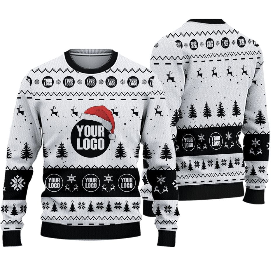 Custom Ugly Sweater With Company Logo Green, Holiday Sweaters