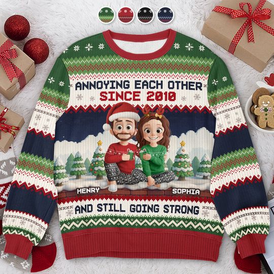 Custom Unisex Ugly Sweatshirt - Personalized Anniversary Christmas Wedding - Image 4