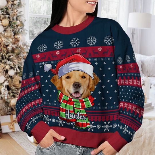 Custom Upload Image Have A Fetching Christmas Dog Cat Personalized Unisex Ugly Sweatshirt - Image 6