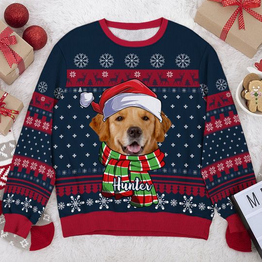 Custom Upload Image Have A Fetching Christmas Dog Cat Personalized Unisex Ugly Sweatshirt - Image 4
