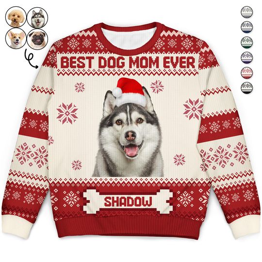 Custom Upload Photo Funny Pet Face Christmas Gift Personalized Unisex Ugly Sweatshirt - Image 4