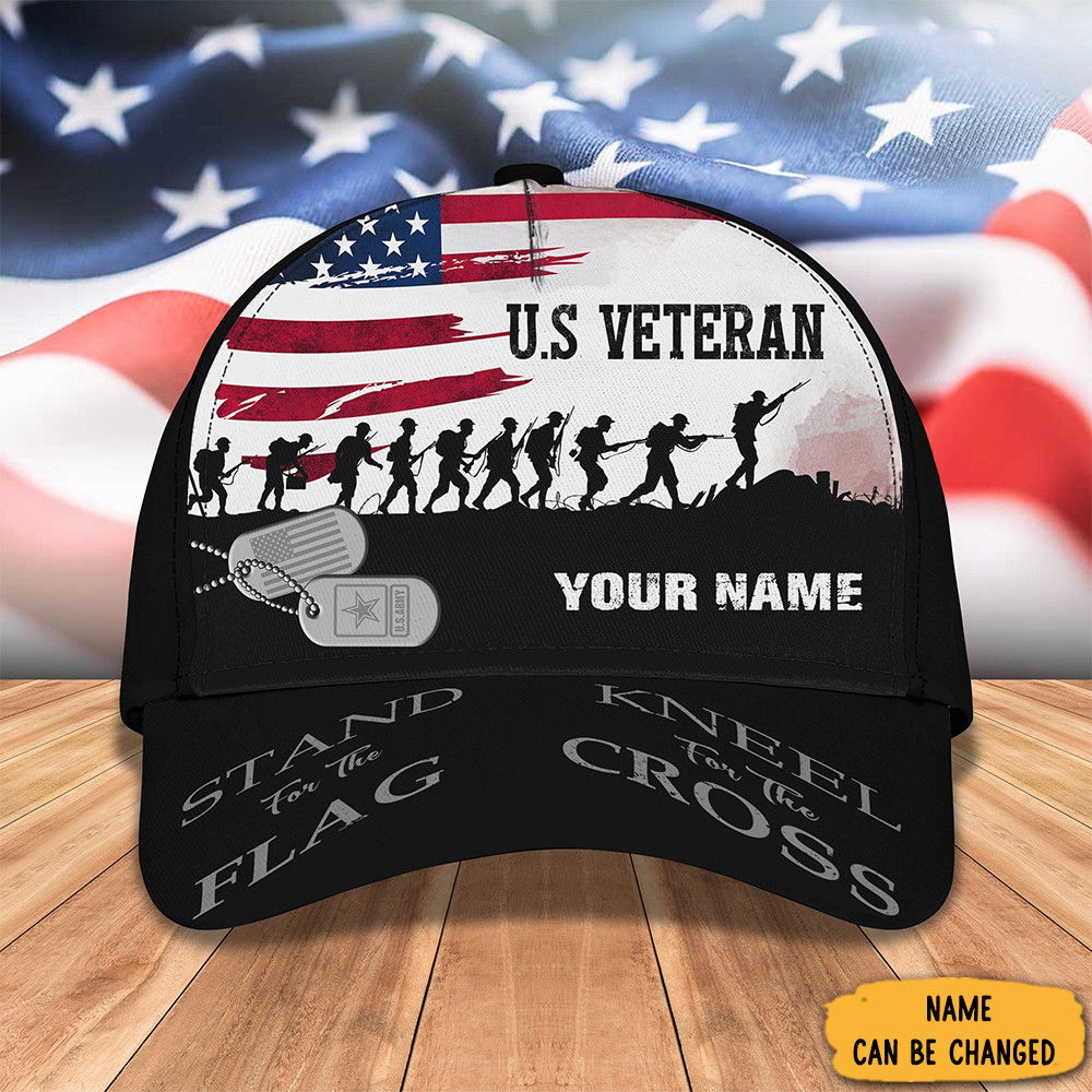 Custom US Army Veteran Hat Stand For The Flag Patriotic Christmas Gifts For Army Veterans Trucker Hats Custom Hats Gifts For Men & Women
