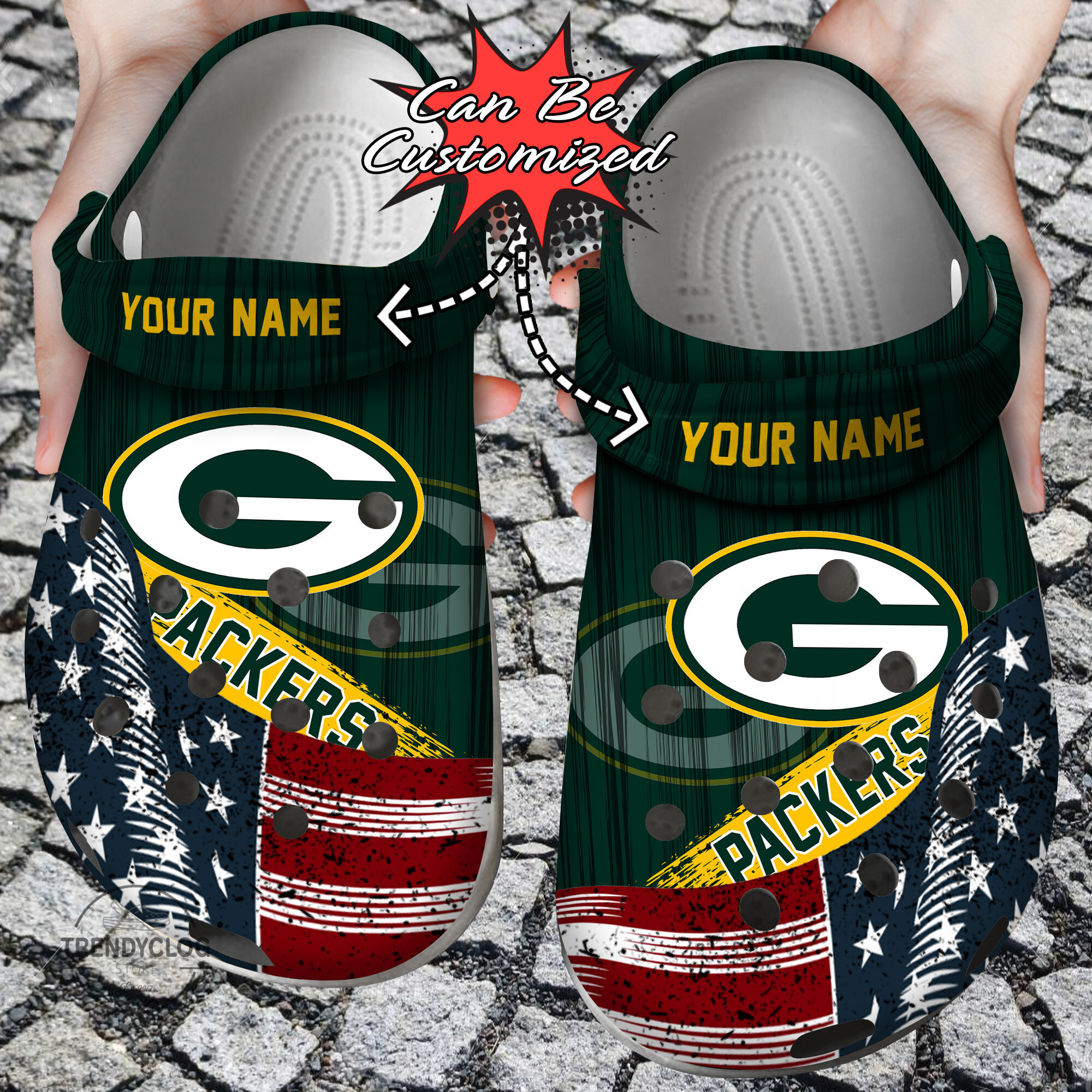 Custom US Flag GPackers New clog Shoes