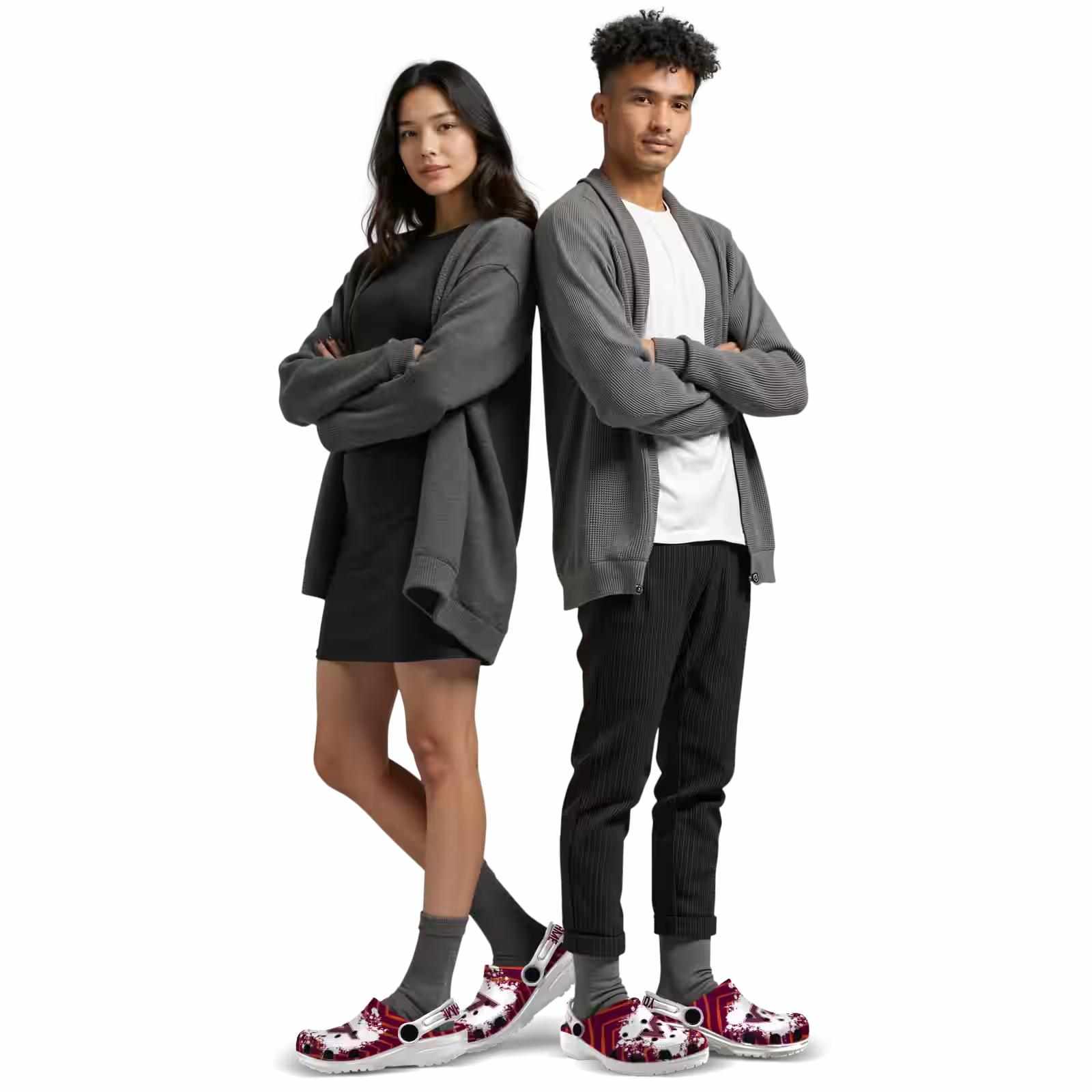 Custom Virginia Tech Hokies Zigzag Paint Burst ClogTVC1801130 - Image 7