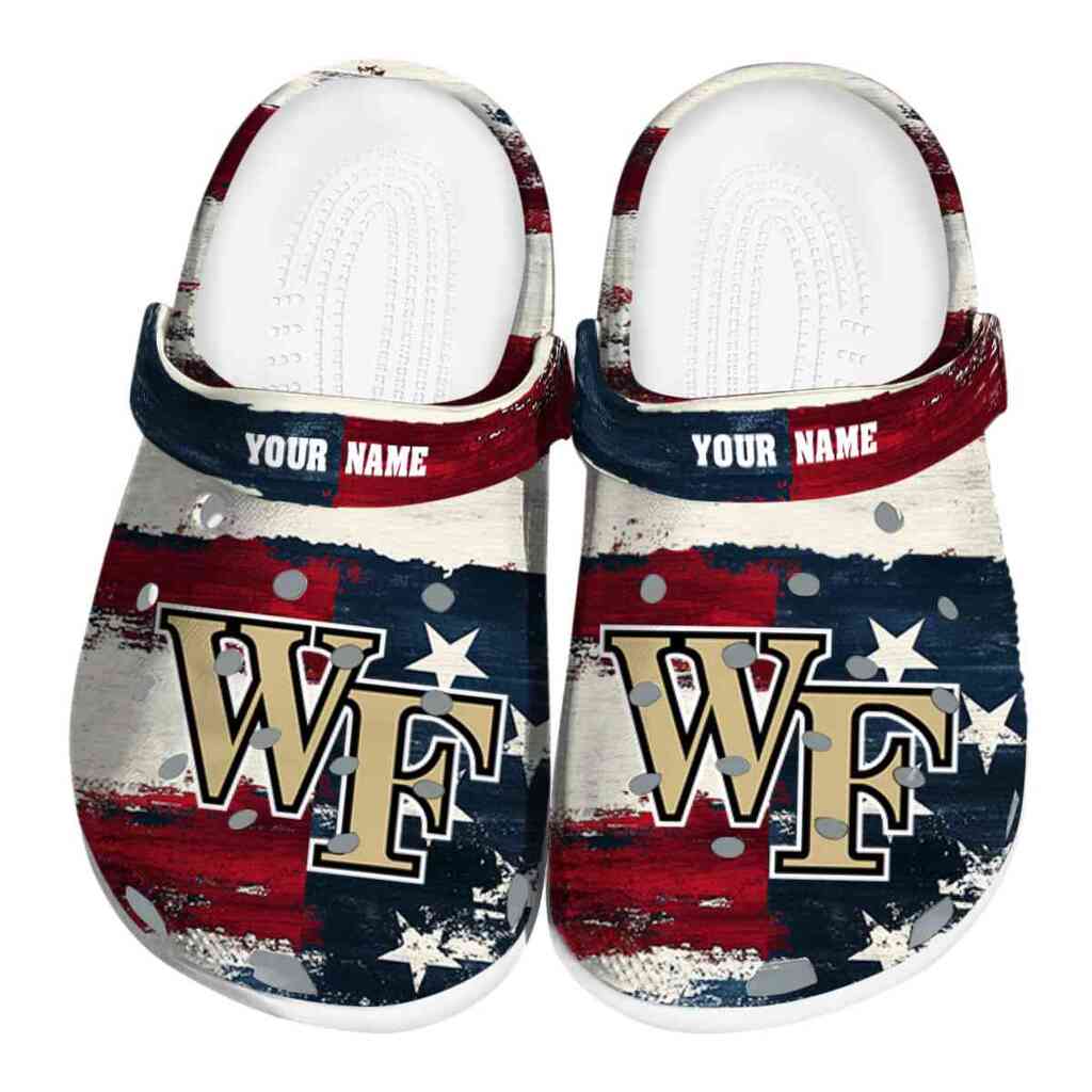 Custom Wake Forest Demon Deacons Patriotic Stripes ClogTVC1801774