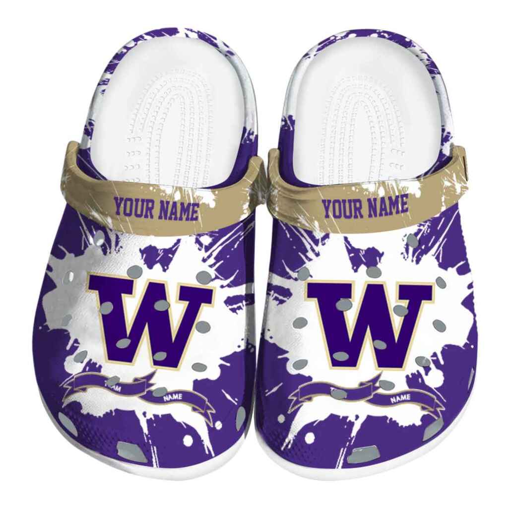 Custom Washington Huskies Splatter Pattern ClogTVC180172