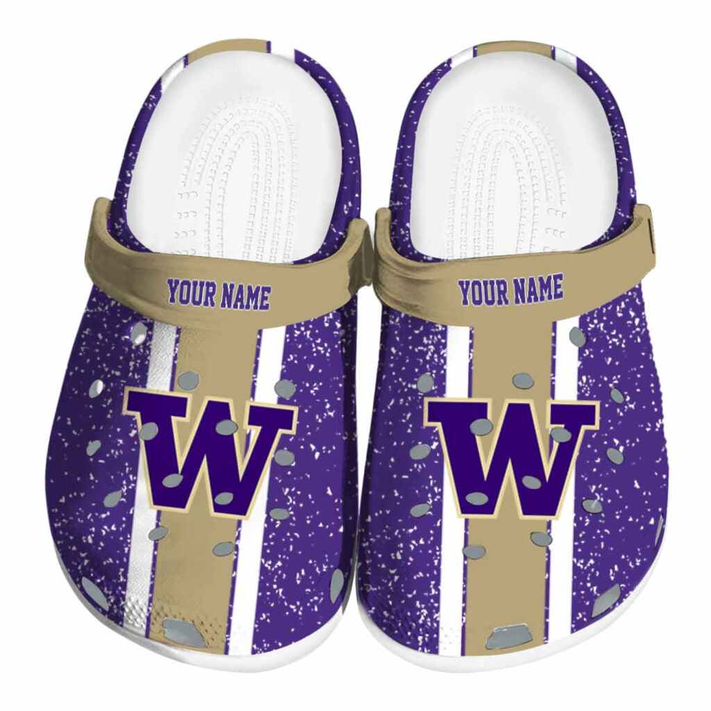 Custom Washington Huskies Vertical Stripes ClogTVC180172