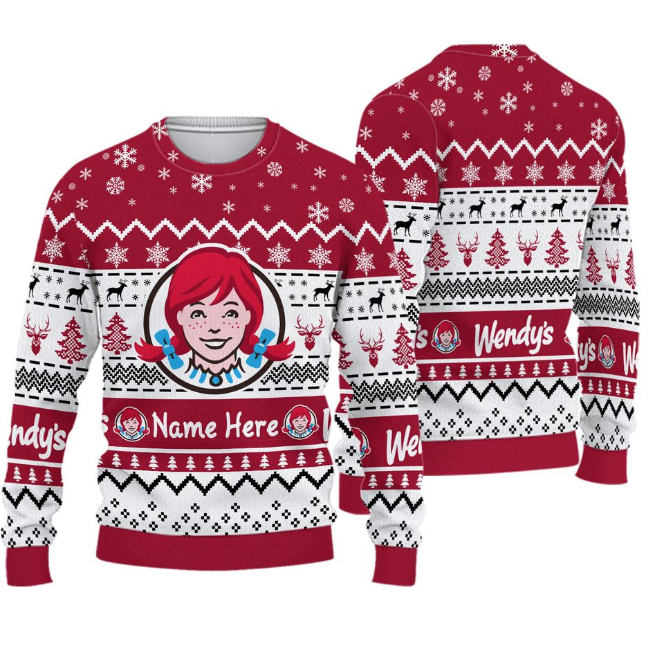 Custom Wendy's Food Ugly Christmas Sweater