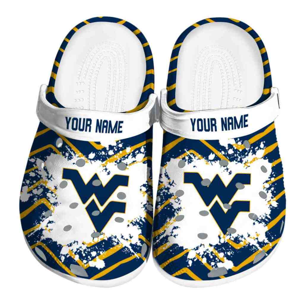 Custom West Virginia Mountaineers Zigzag Paint Burst ClogTVC1801129
