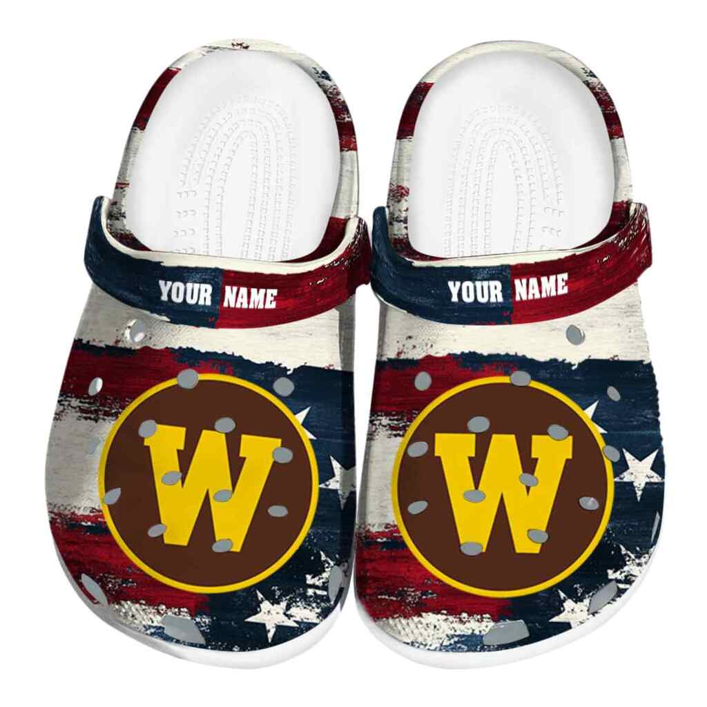 Custom Western Michigan Broncos Patriotic Stripes ClogTVC1801775