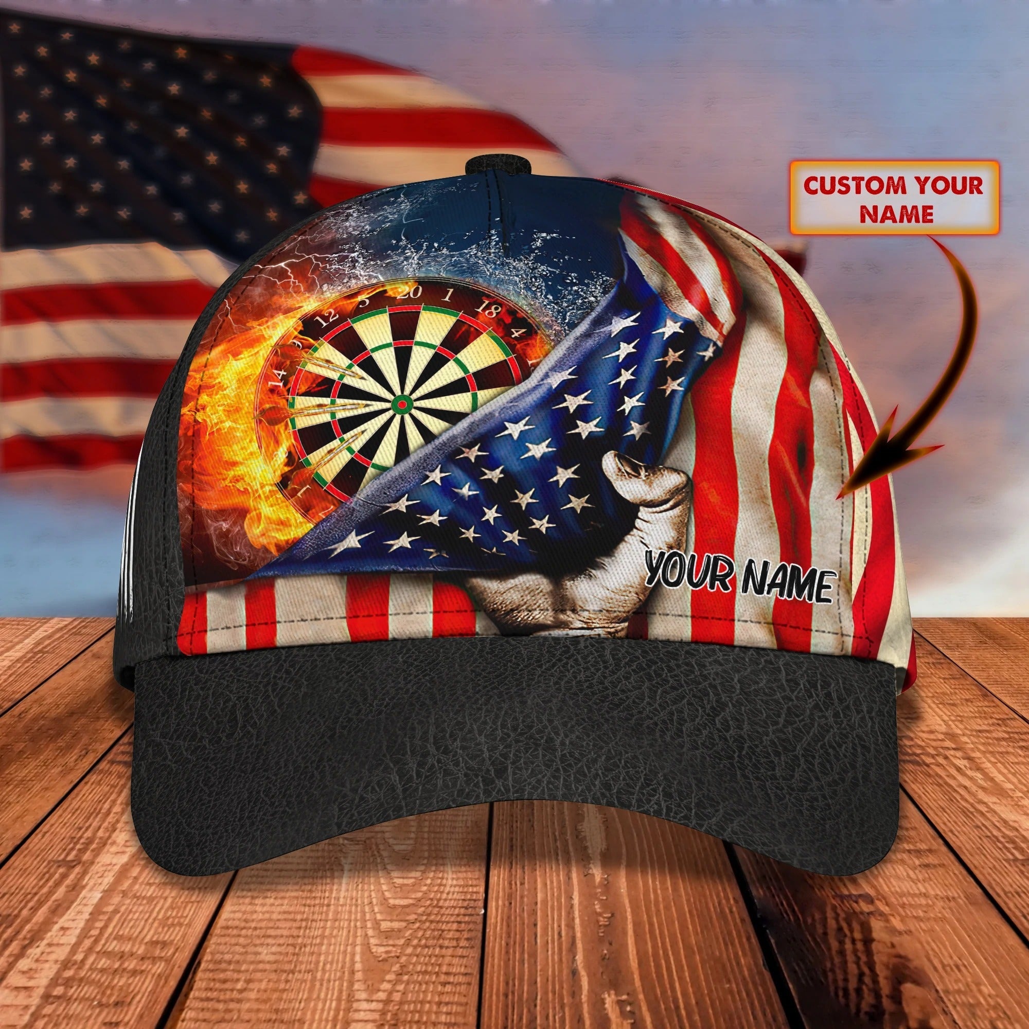 Custom With Name 3D Full Print Baseball Darts Cap, Classic Cap For Darter, Dart Lover Present Birthday Gift Darter Trucker Hats Custom Hats Gifts For Men & Women