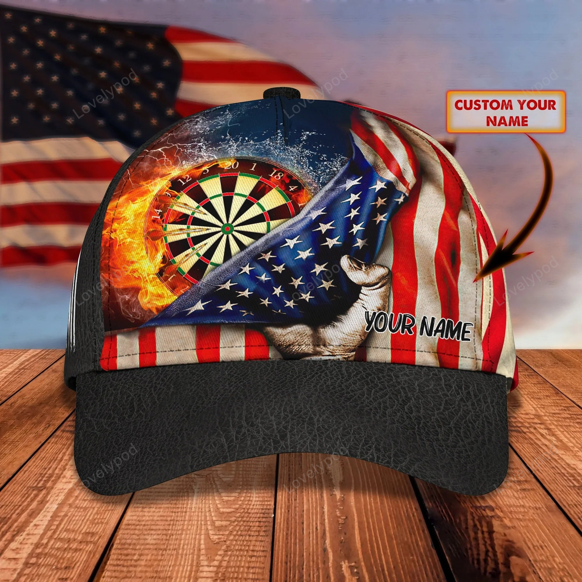 Custom With Name 3D Full Print Baseball Darts Cap, Classic Cap For Darter, Dart Lover Present Birthday Gift Darter Trucker Hats Custom Hats Gifts For Men & Women