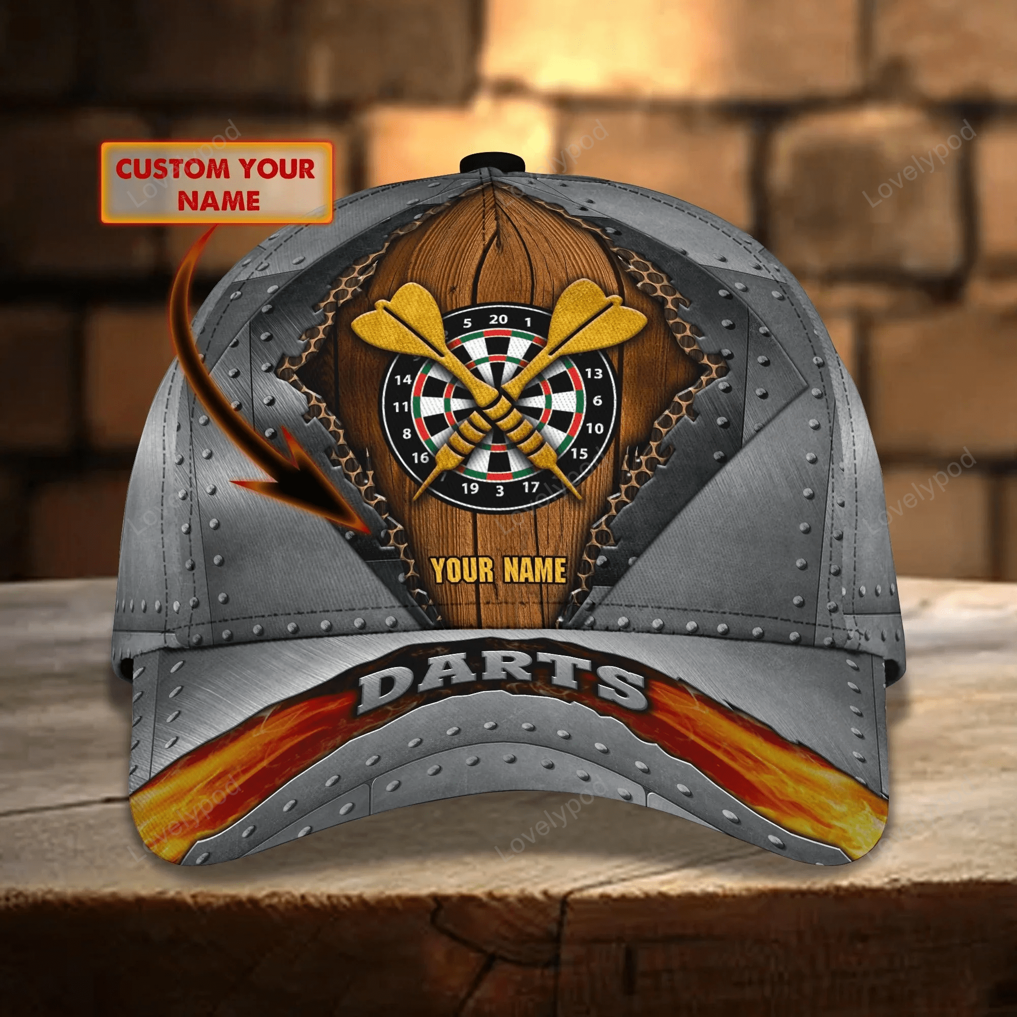 Custom With Name 3D Full Print Baseball Darts Cap, Classic Cap For Darter, Dart Lover Present Birthday Gift Darter Trucker Hats Custom Hats Gifts For Men & Women