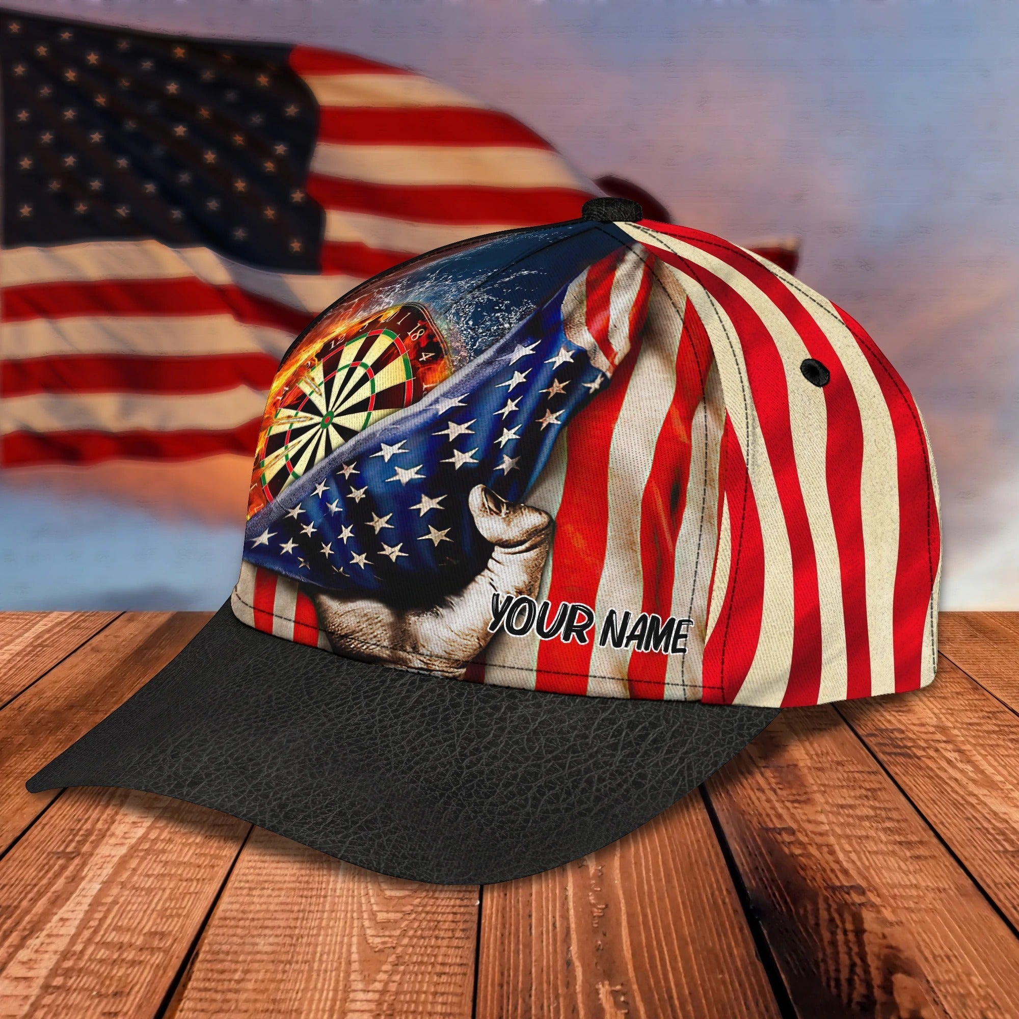Custom With Name 3D Full Print Baseball Darts Cap, Classic Cap For Darter, Dart Lover Present Birthday Gift Darter Trucker Hats Custom Hats Gifts For Men & Women