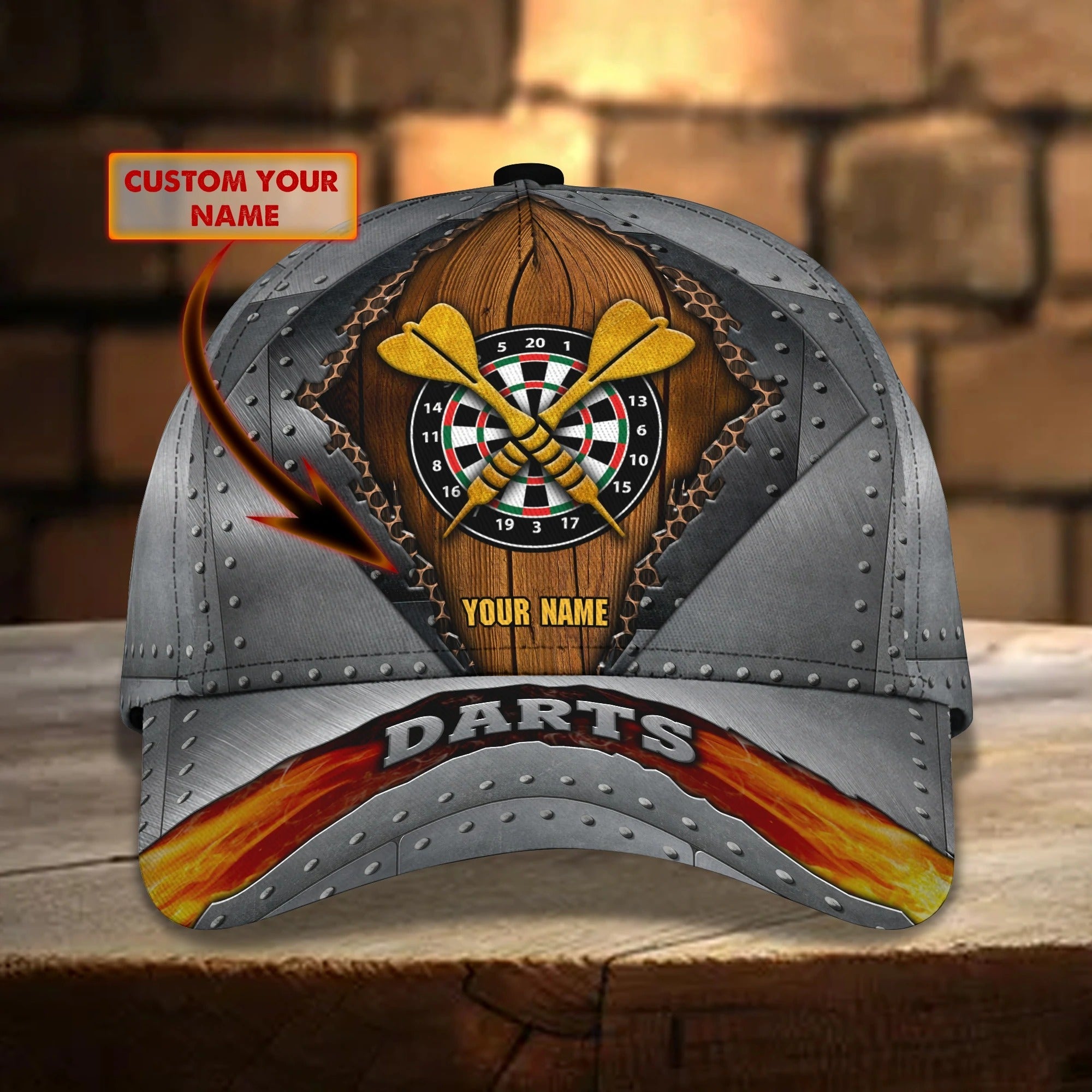 Custom With Name 3D Full Print Baseball Darts Cap, Classic Cap For Darter, Dart Lover Present Birthday Gift Darter Trucker Hats Custom Hats Gifts For Men & Women