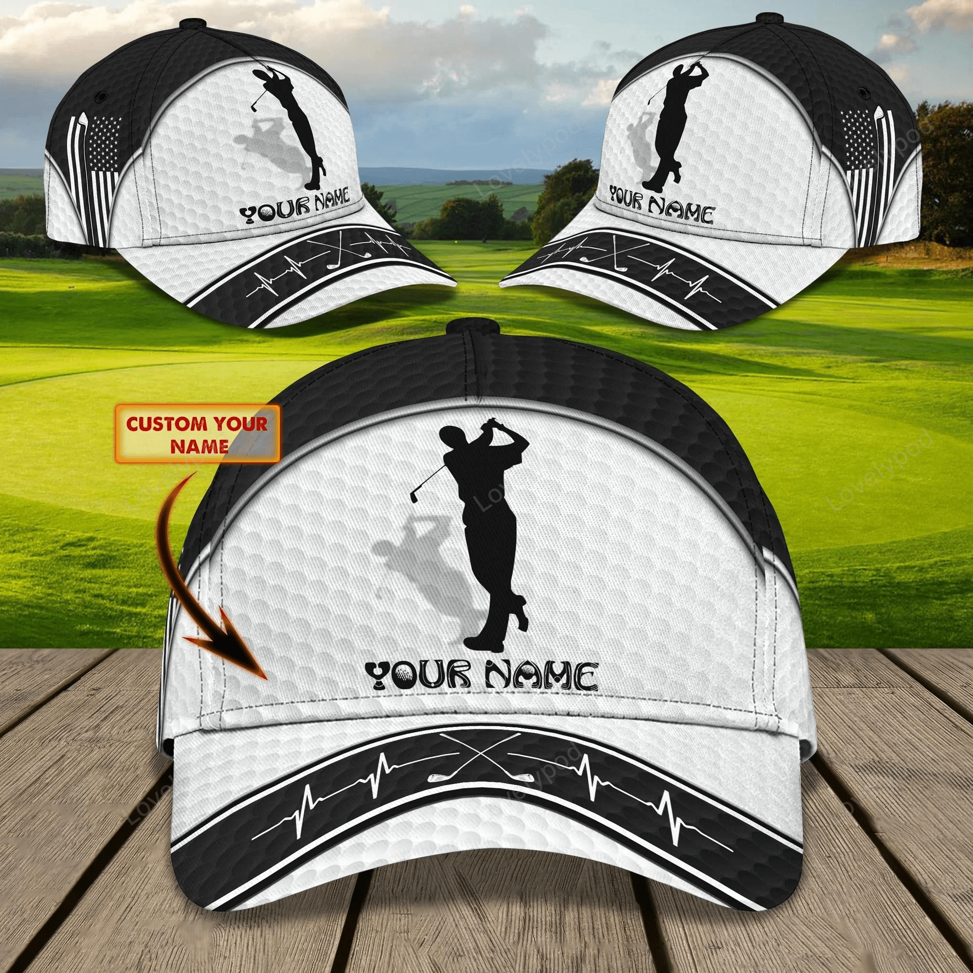 Custom With Name 3D Full Print Baseball Golf Cap, Golfing Classic Hat For Men, Birthday Gift To Golf Lovers Trucker Hats Custom Hats Gifts For Men & Women