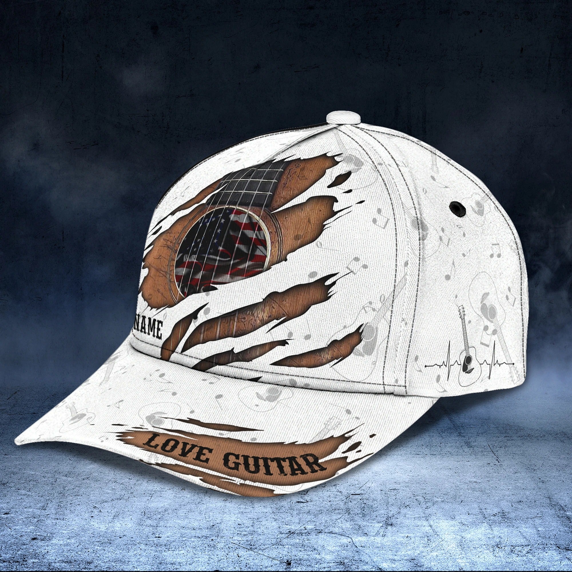 Custom With Name Baseball Full Print Guitar Cap For Men And Woman, Birthday Gift For Guitar Lovers, Guitar Cap Hat Trucker Hats Custom Hats Gifts For Men & Women