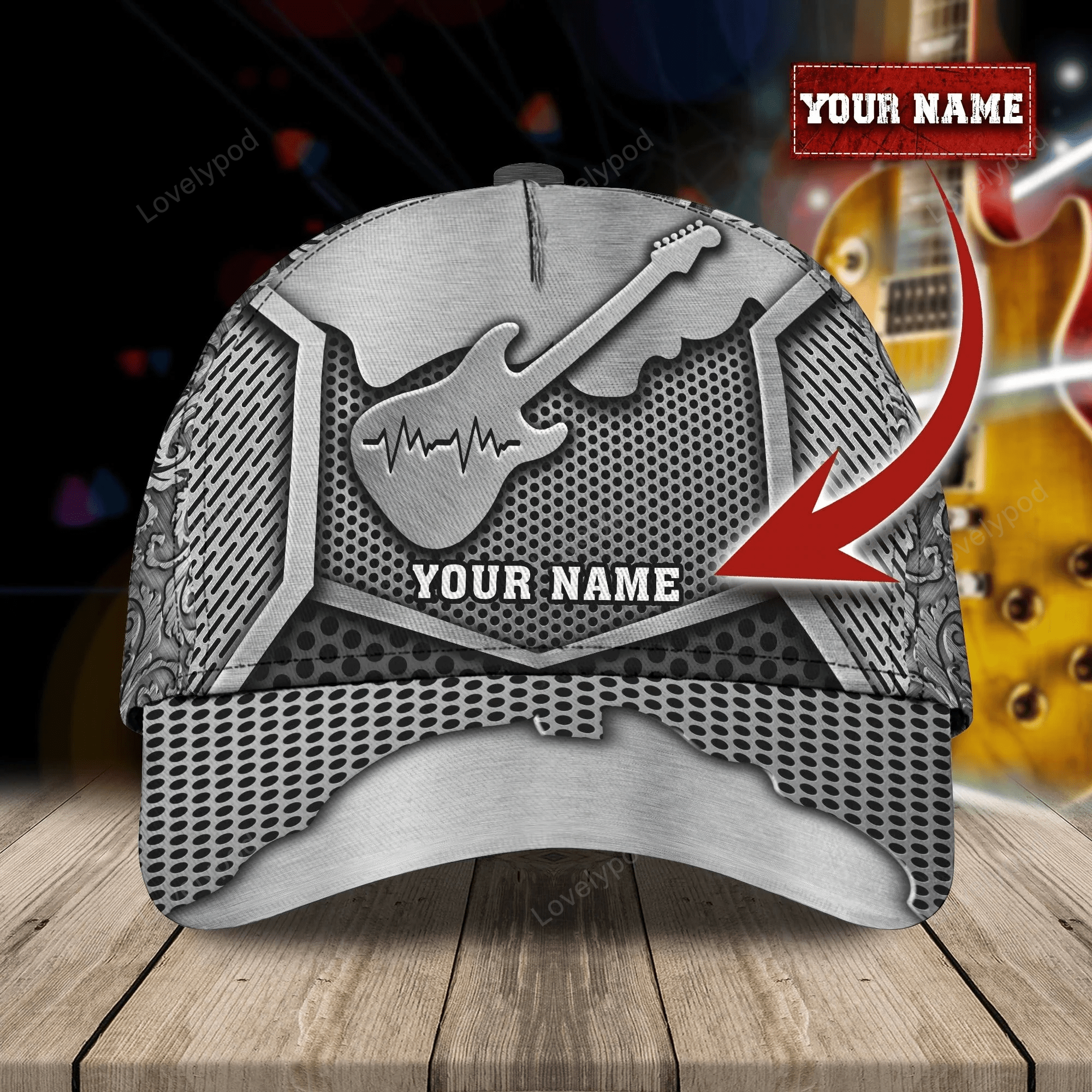 Custom With Name Baseball Full Print Guitar Cap For Men And Woman, Birthday Gift For Guitar Lovers, Guitar Cap Hat Trucker Hats Custom Hats Gifts For Men & Women