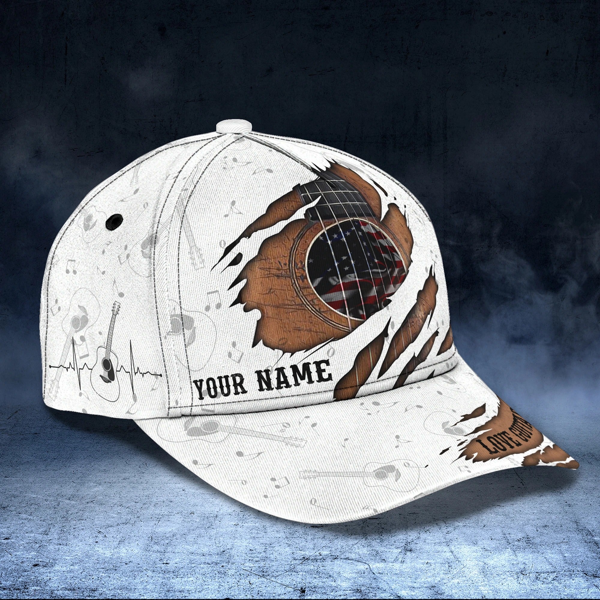Custom With Name Baseball Full Print Guitar Cap For Men And Woman, Birthday Gift For Guitar Lovers, Guitar Cap Hat Trucker Hats Custom Hats Gifts For Men & Women