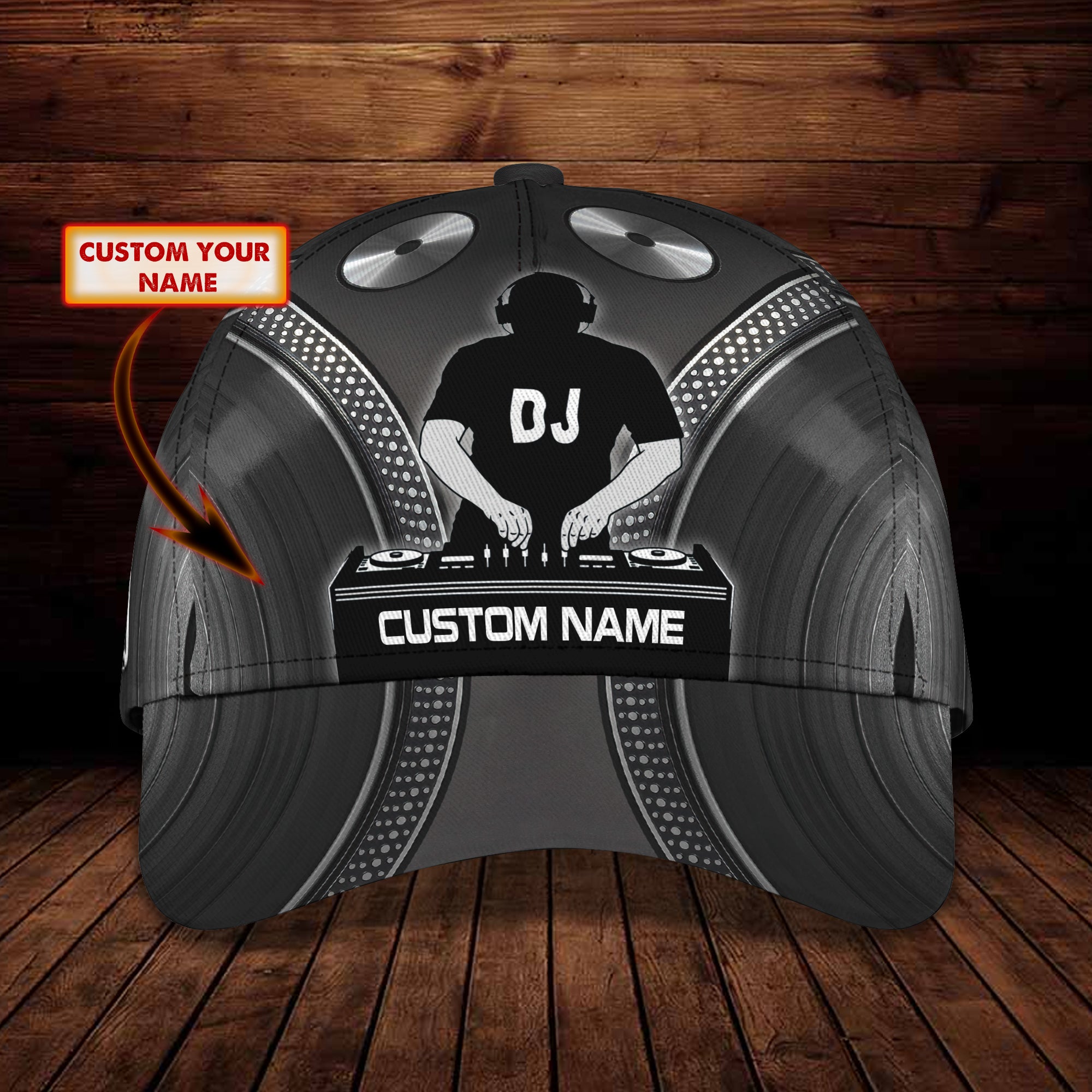 Custom With Name Black Cap Hat For Dj Men, Dj Classic Cap, Women Dj Cap Hat, Disc Jockey Cap Hat Trucker Hats Custom Hats Gifts For Men & Women