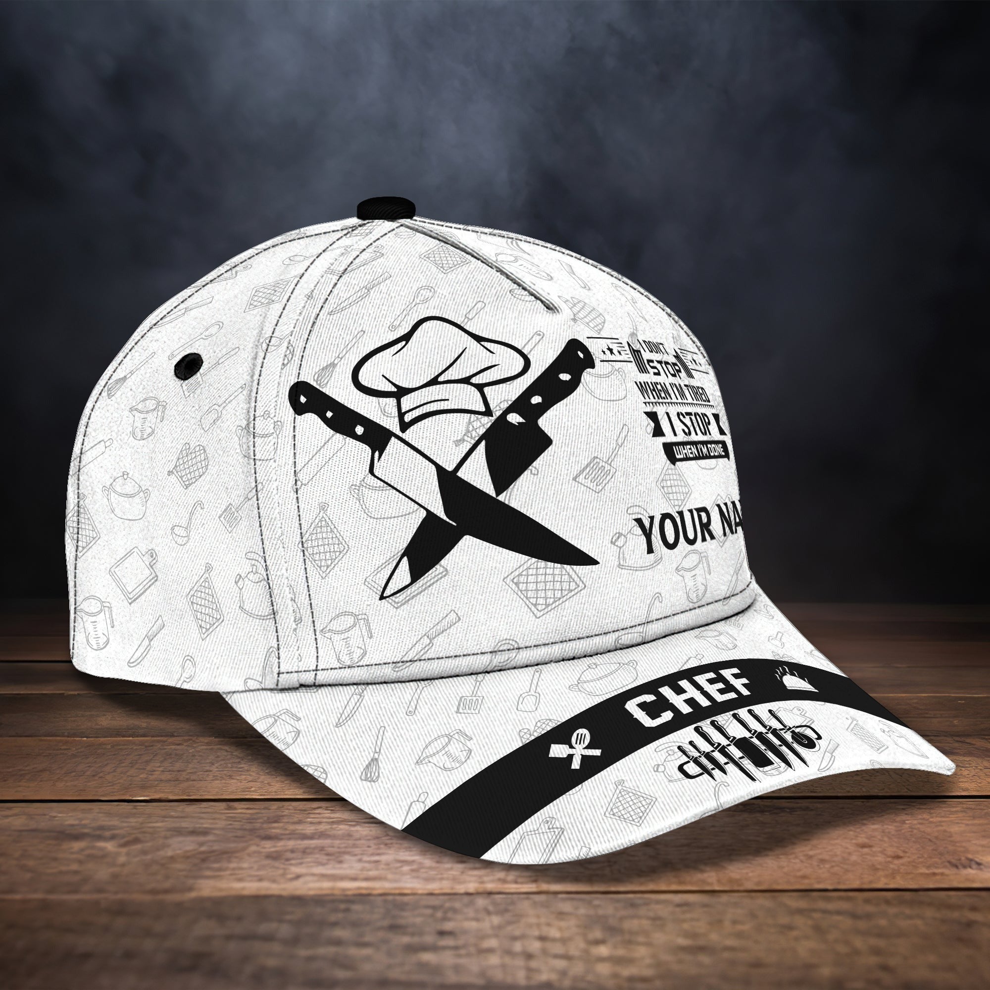 Custom With Name Chef Gear And Uniform Black Baseball Cap For Master Chef, Premium Quality Classic 3D Chef Cap Trucker Hats Custom Hats Gifts For Men & Women