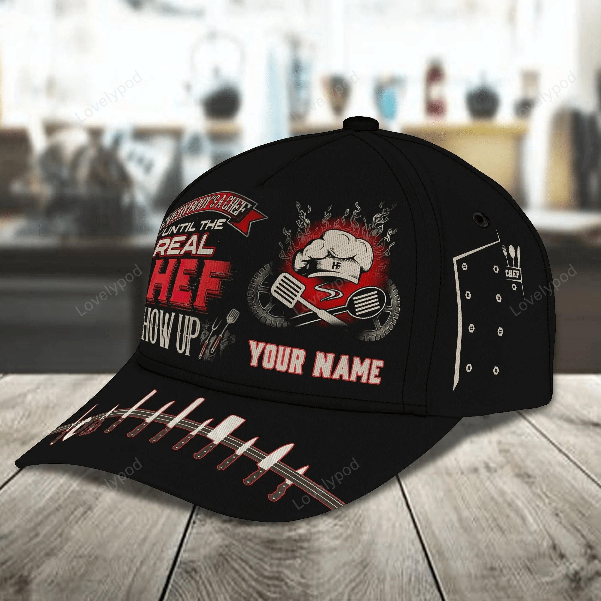 Custom With Name Chef Gear And Uniform Black Baseball Cap For Master Chef, Premium Quality Classic 3D Chef Cap Trucker Hats Custom Hats Gifts For Men & Women