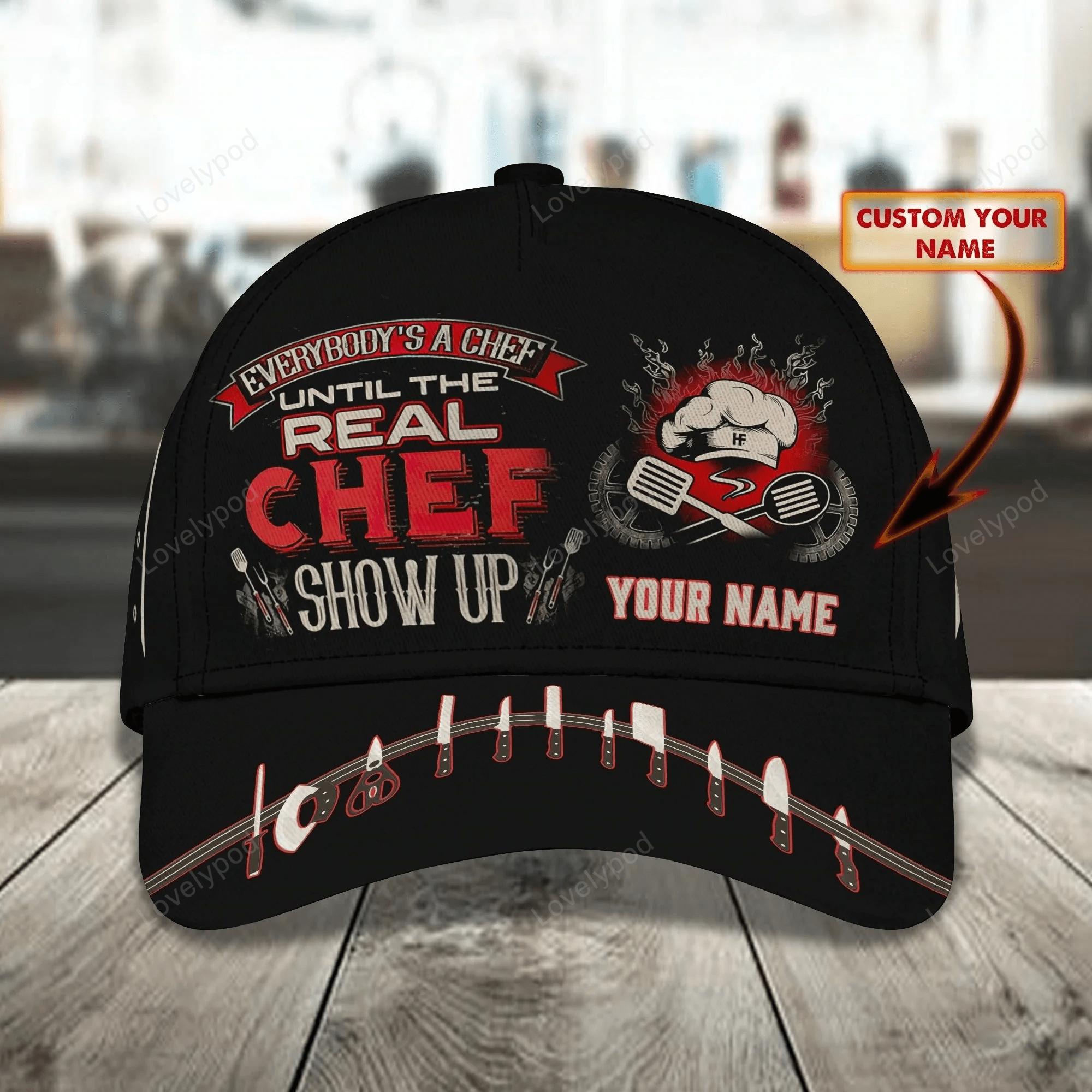 Custom With Name Chef Gear And Uniform Black Baseball Cap For Master Chef, Premium Quality Classic 3D Chef Cap Trucker Hats Custom Hats Gifts For Men & Women