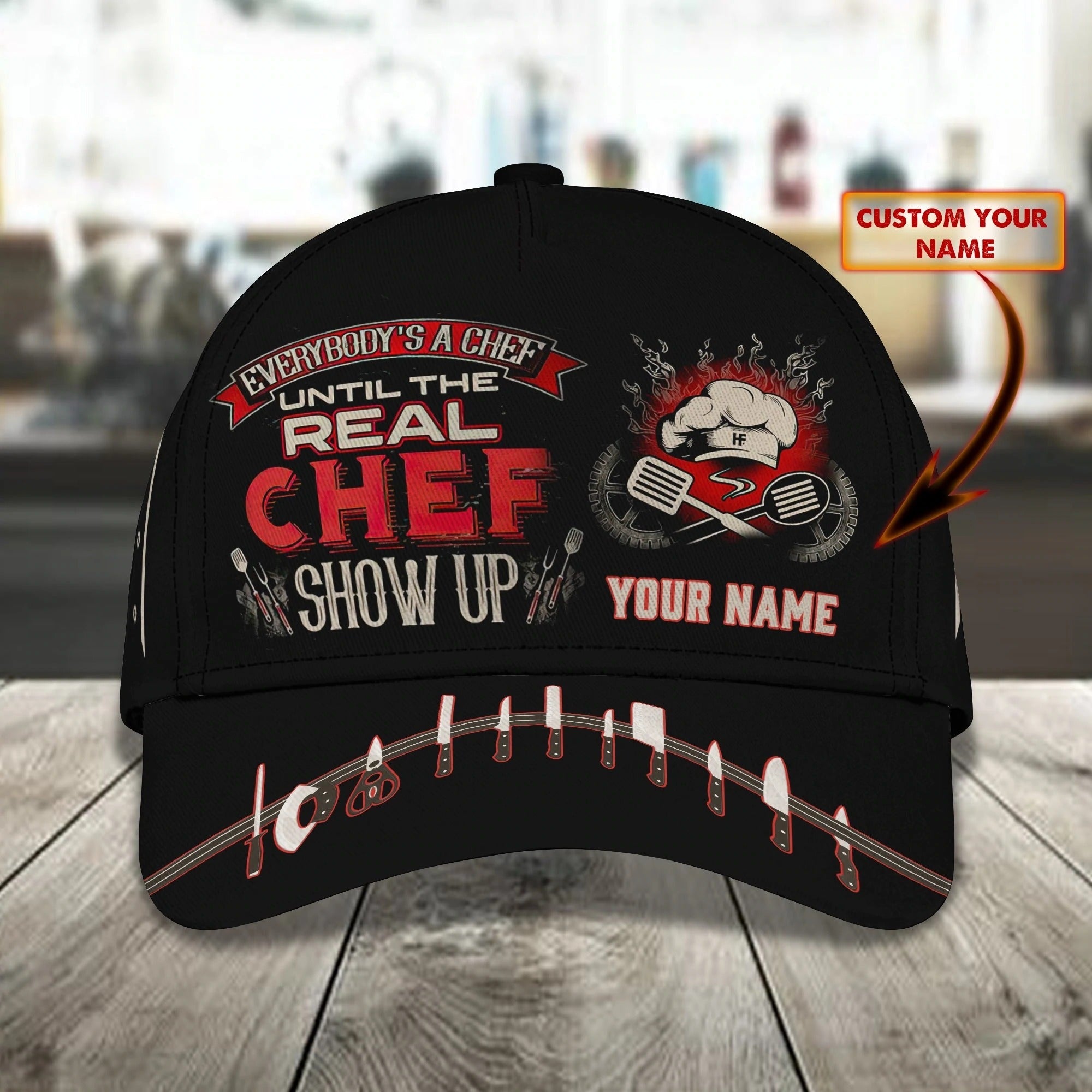 Custom With Name Chef Gear And Uniform Black Baseball Cap For Master Chef, Premium Quality Classic 3D Chef Cap Trucker Hats Custom Hats Gifts For Men & Women