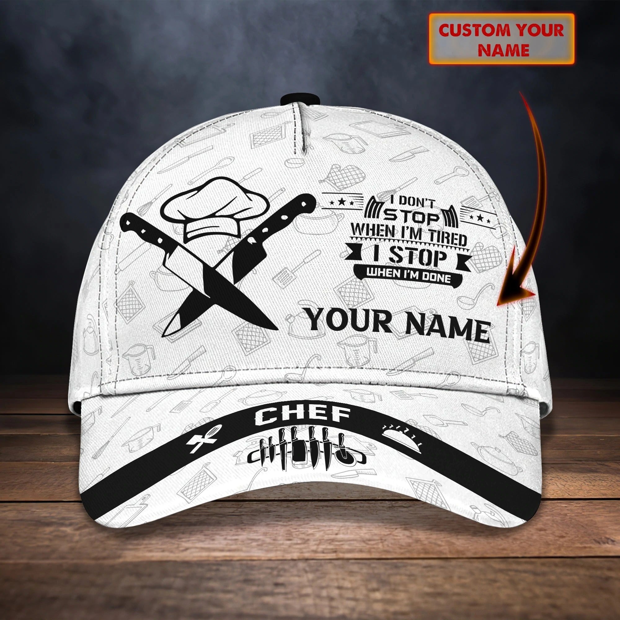 Custom With Name Chef Gear And Uniform Black Baseball Cap For Master Chef, Premium Quality Classic 3D Chef Cap Trucker Hats Custom Hats Gifts For Men & Women