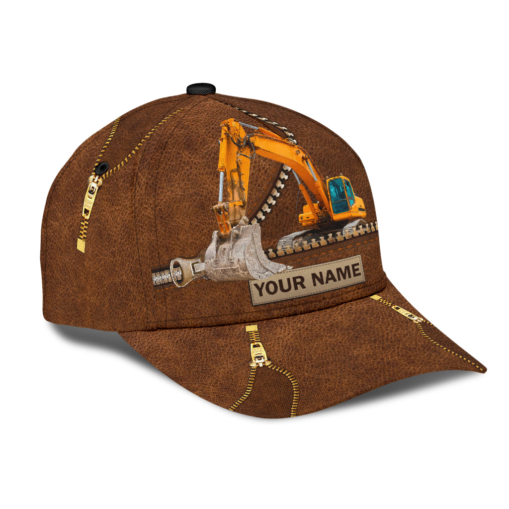 Custom With Name Classic Cap Hat For Excavator, Heavy Equipment 3D Cap Hat For Men Trucker Hats Custom Hats Gifts For Men & Women