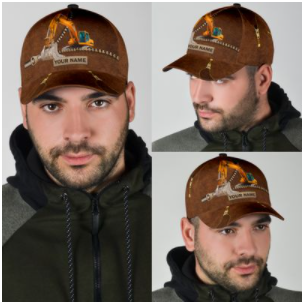 Custom With Name Classic Cap Hat For Excavator, Heavy Equipment 3D Cap Hat For Men Trucker Hats Custom Hats Gifts For Men & Women