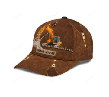 Custom With Name Classic Cap Hat For Excavator, Heavy Equipment 3D Cap Hat For Men Trucker Hats Custom Hats Gifts For Men & Women