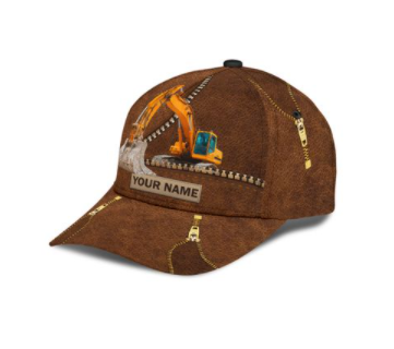 Custom With Name Classic Cap Hat For Excavator, Heavy Equipment 3D Cap Hat For Men Trucker Hats Custom Hats Gifts For Men & Women