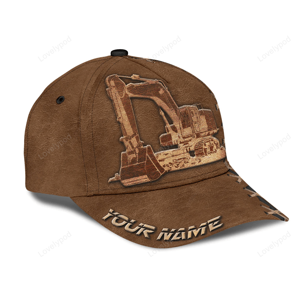 Custom With Name Cool Excavator Heavy Equipment Custom Classic Hat Cap Trucker Hats Custom Hats Gifts For Men & Women