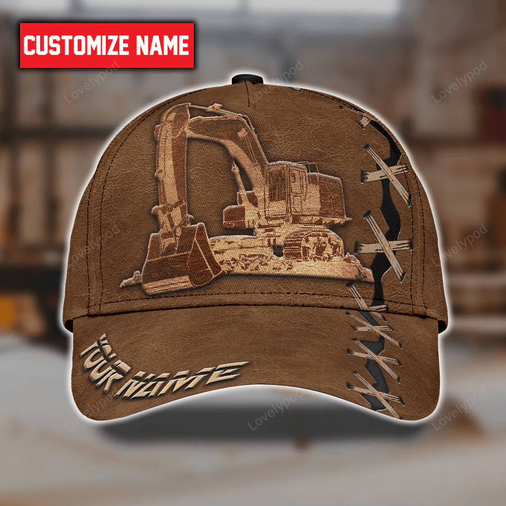 Custom With Name Cool Excavator Heavy Equipment Custom Classic Hat Cap Trucker Hats Custom Hats Gifts For Men & Women