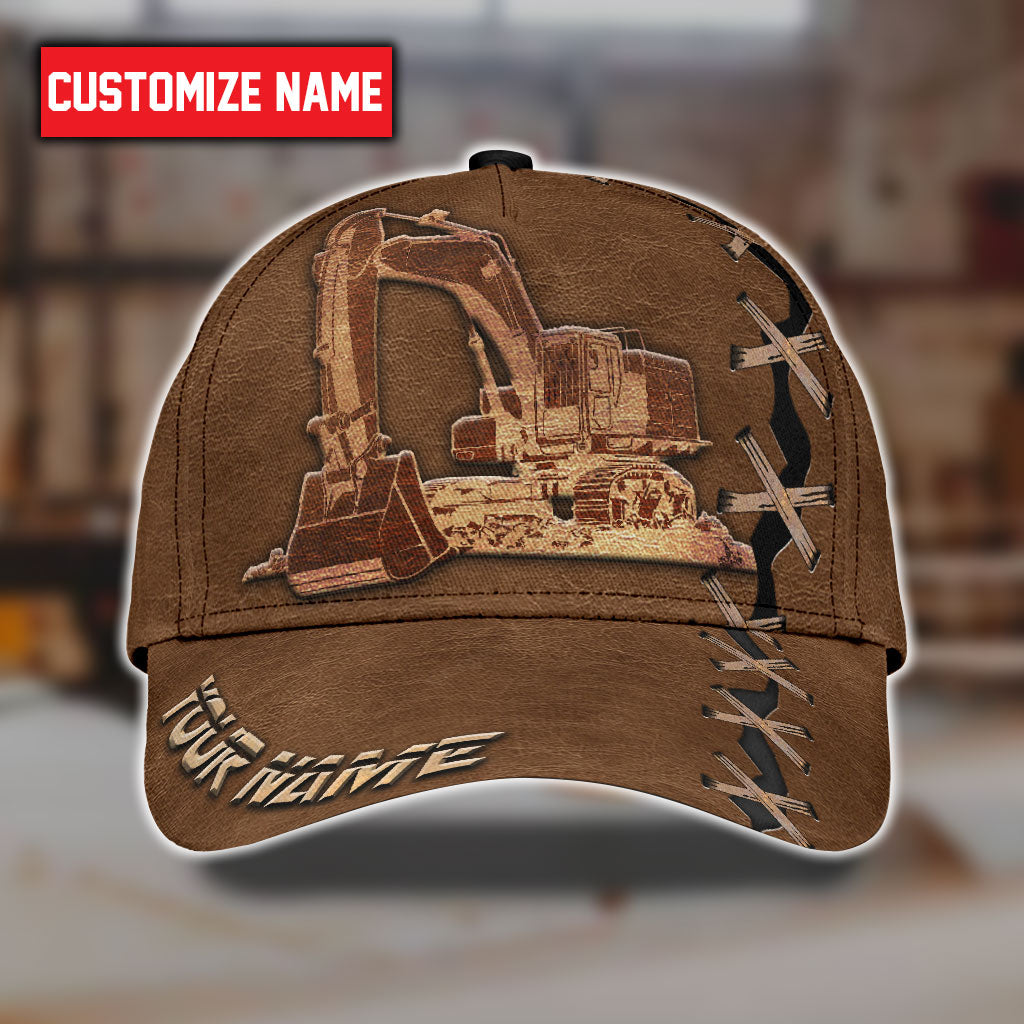 Custom With Name Cool Excavator Heavy Equipment Custom Classic Hat Cap Trucker Hats Custom Hats Gifts For Men & Women