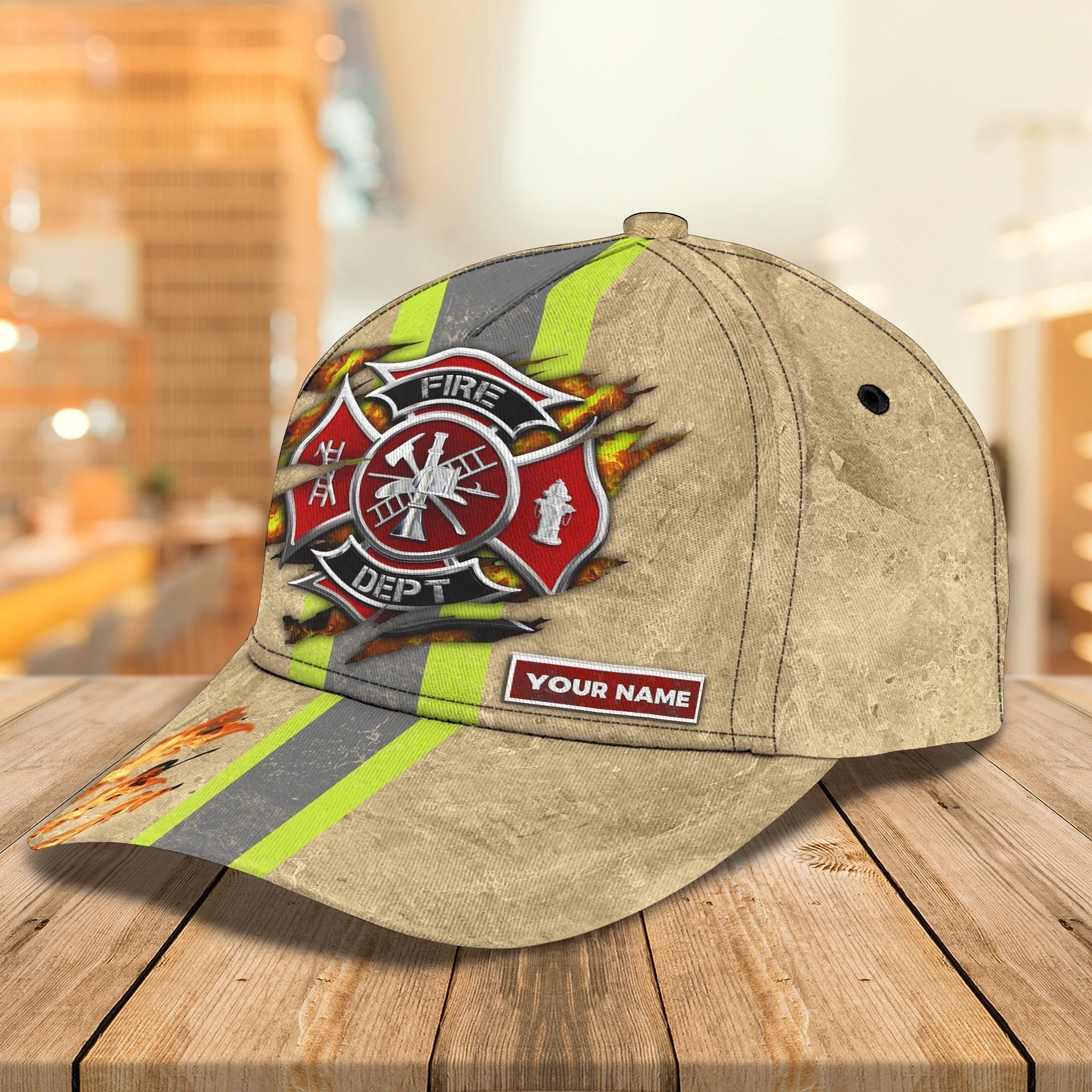 Custom With Name Fire Man Baseball Cap, Classic 3D Full Print Hat Cap For Firefighters Trucker Hats Custom Hats Gifts For Men & Women