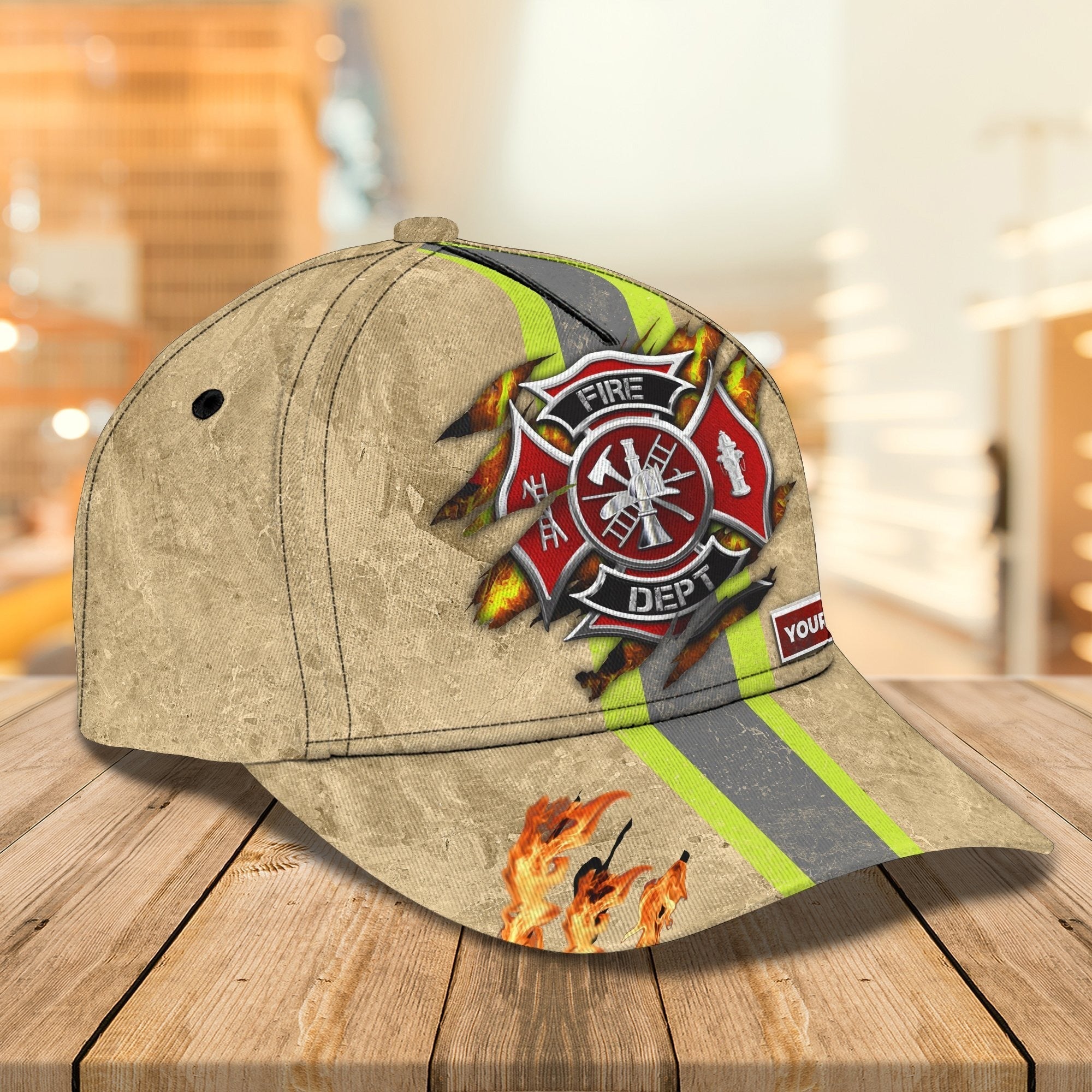Custom With Name Fire Man Baseball Cap, Classic 3D Full Print Hat Cap For Firefighters Trucker Hats Custom Hats Gifts For Men & Women