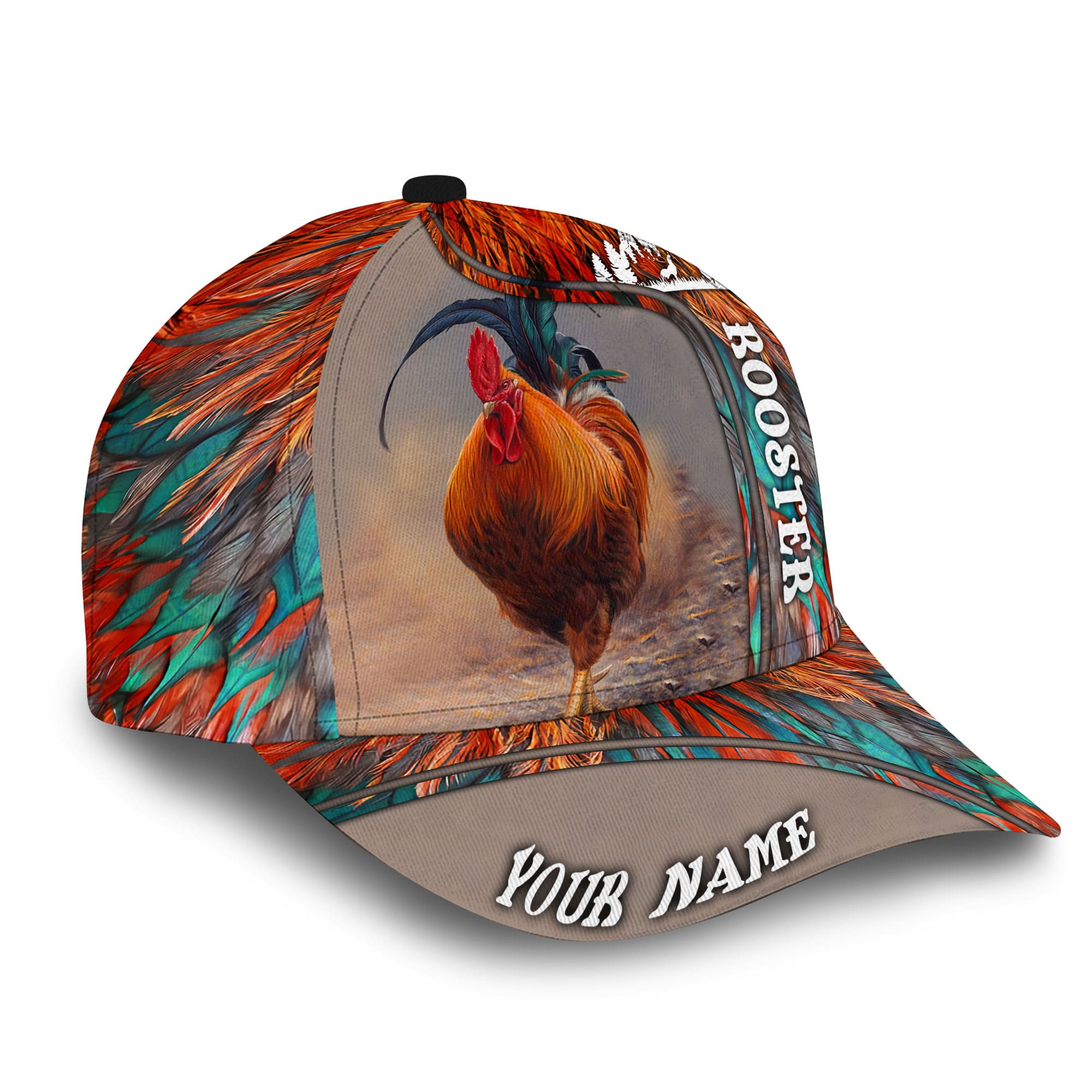 Custom With Name The Best Rooster Cap Hat, Rooster Gift For Rooster Lovers Multicolor 3D Baseball Cap Hat Trucker Hats Custom Hats Gifts For Men & Women