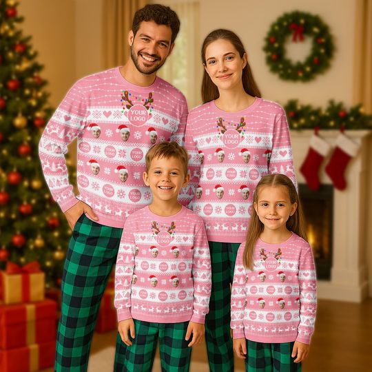 Custom Your Face And Logo Ugly Christmas Sweater Mens, Custom Logo Company Ugly Christmas - Image 15